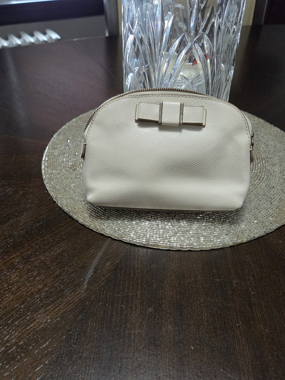 Coach Cream Bow Accent Women's Cosmetic Pouch